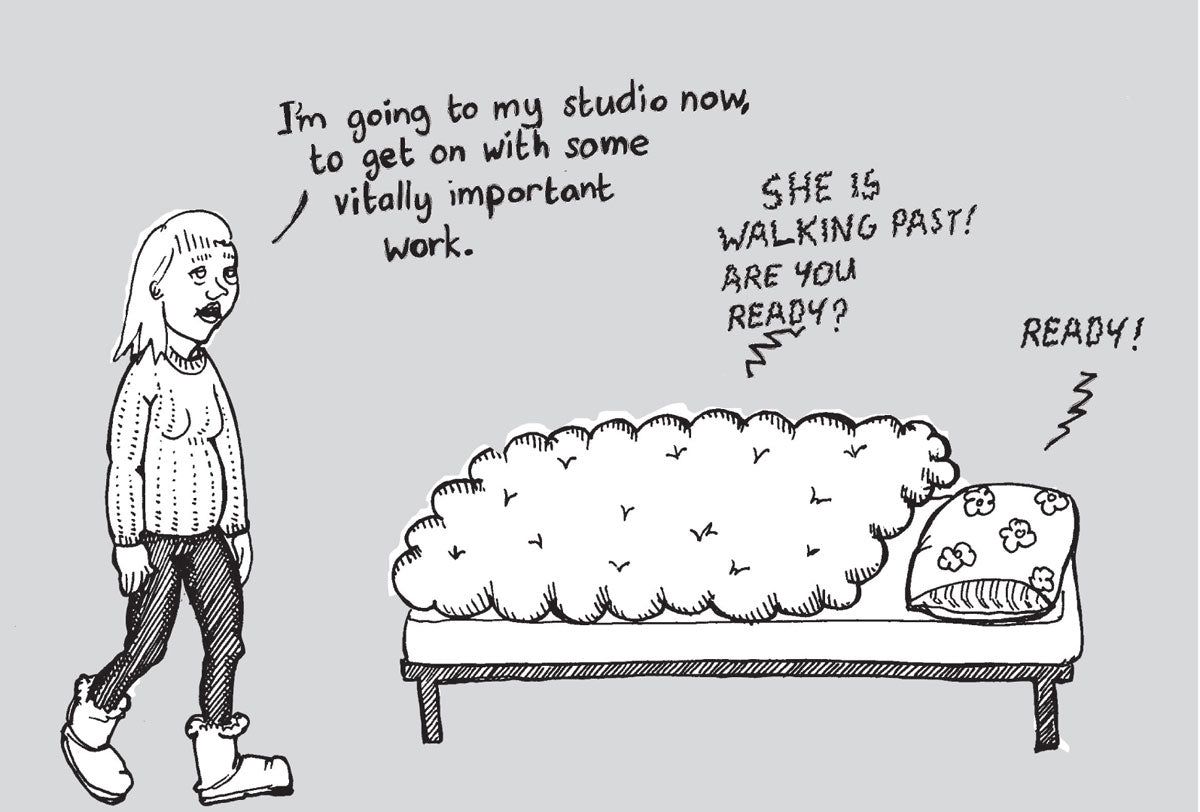 Pregnant woman being trapped by her duvet and forced to sleep