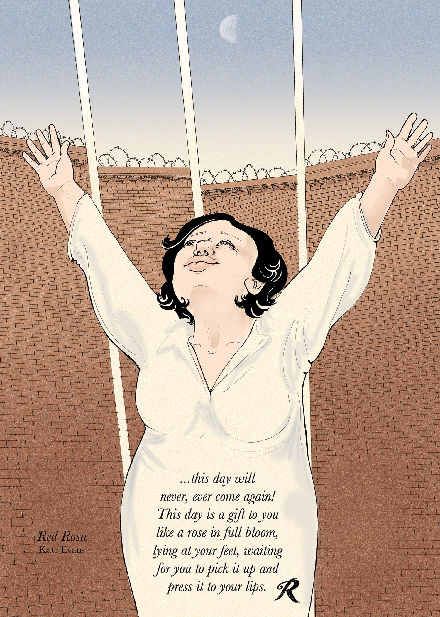 Inspirational image of Rosa Luxemburg in prison from the comic book Red Rosa a graphic biography of Rosa Luxemburg by Kate Evans published by Verso books
